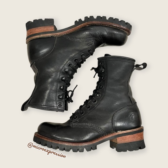 Frye Shoes - Frye Logger 8G Black Leather Vintage Combat Durable LaceUp Work/Hiking Moto Boot
